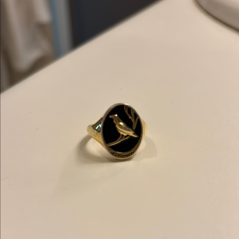 Raven enamel ring